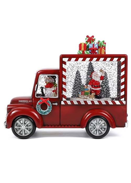 Camion Navideño con 3 Arboles Rojo