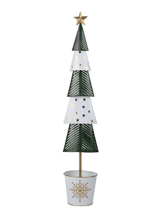 Árbol Decorativo Metálico Verde & Blanco Multicolor