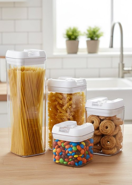 Set de 4 Contenedores Herméticos con Tapa Abatible Neutro