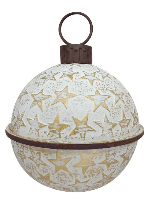 Esfera Metálica XL Blanca con Estrellas Doradas Blanco