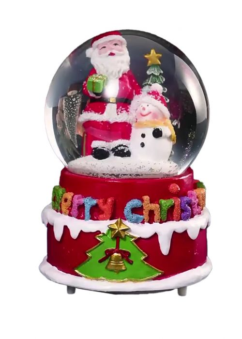 Bola de Nieve Clásica Papá Noel con Muñeco de Niev