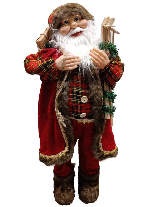 Papá Noel Oeste con Esquí 90 cm Multicolor