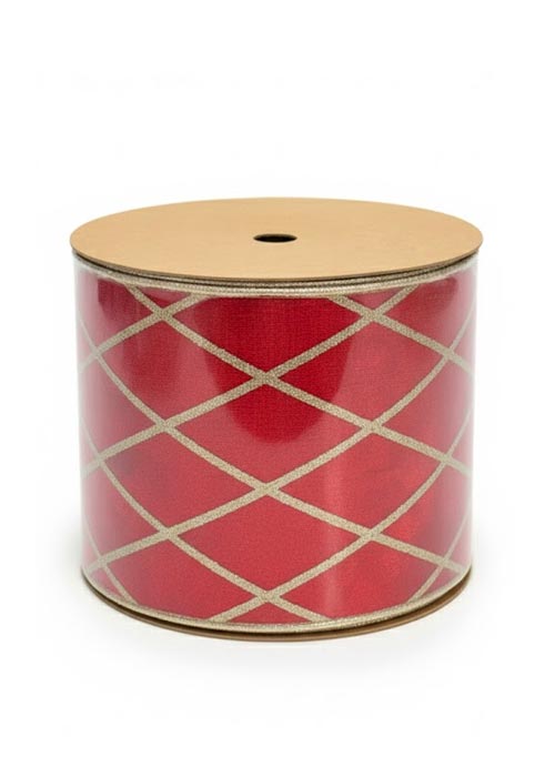 Cinta Decorativa Roja con rayas doradas Rojo