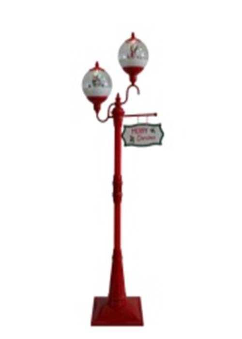 Farol navideño de poste doble Rojo