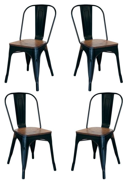 Set Silla Tolix Negra Madera  x4