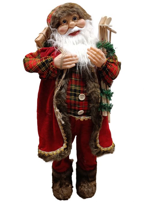 Papá Noel Oeste con Esquí 30 cm Multicolor