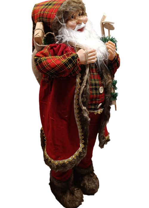 Papá Noel Oeste con Esquí 30 cm Multicolor