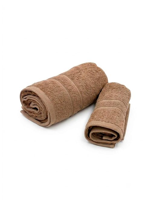 SET TOALLA Y TOALLON DISTINTA XL 2 GUARDAS Beige Oscuro