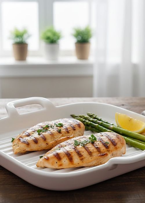 Plancha grill de cerámica rectangular Neutro