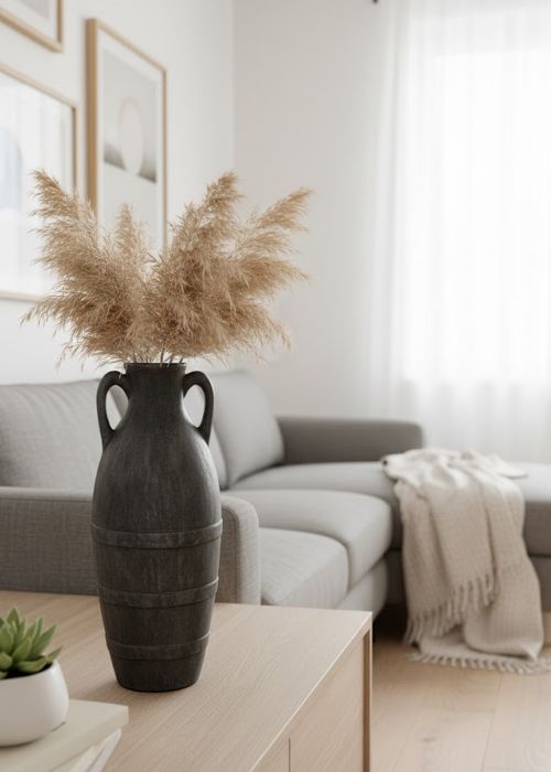 Jarrón de cerámica gris oscuro Ash II Neutro