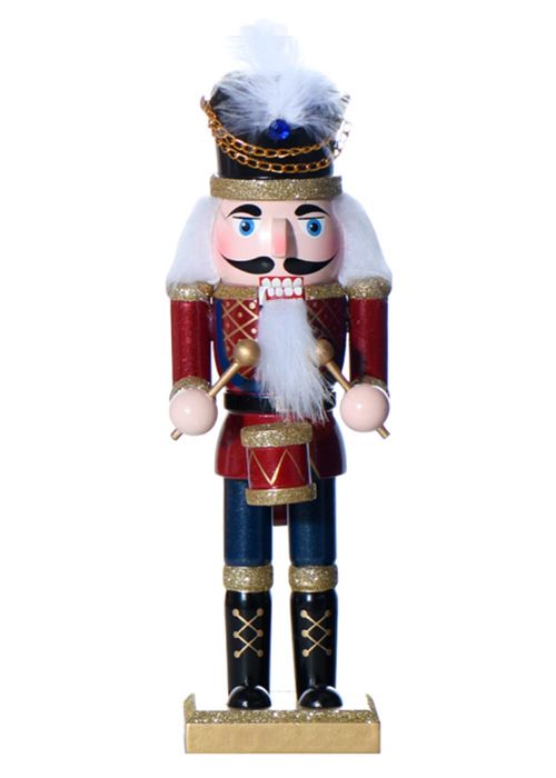 Muñeco Cascanueces Tambor Borgoña 25cm Rojo