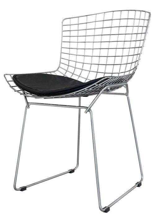 Silla Bertoia Cromada Tapizado Negro