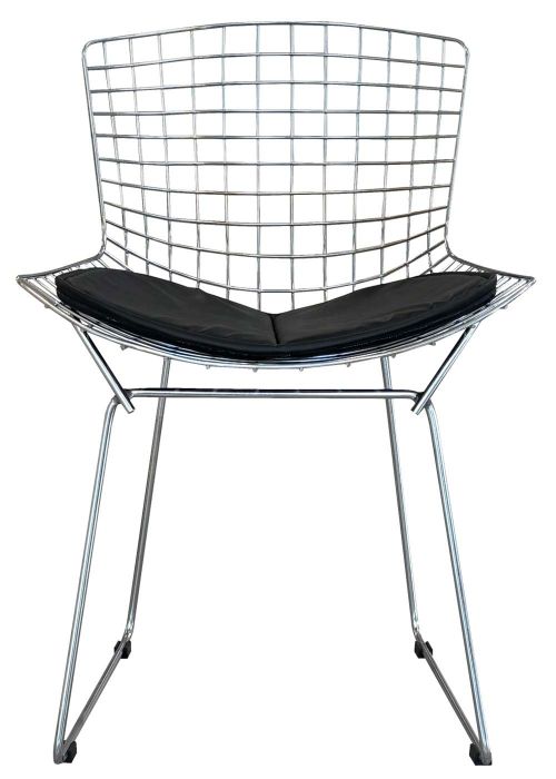 Silla Bertoia Cromada Tapizado Negro