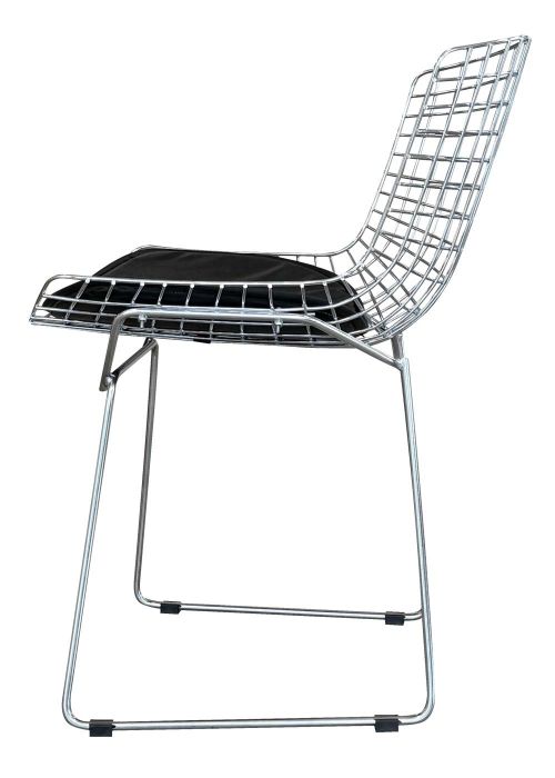 Silla Bertoia Cromada Tapizado Negro
