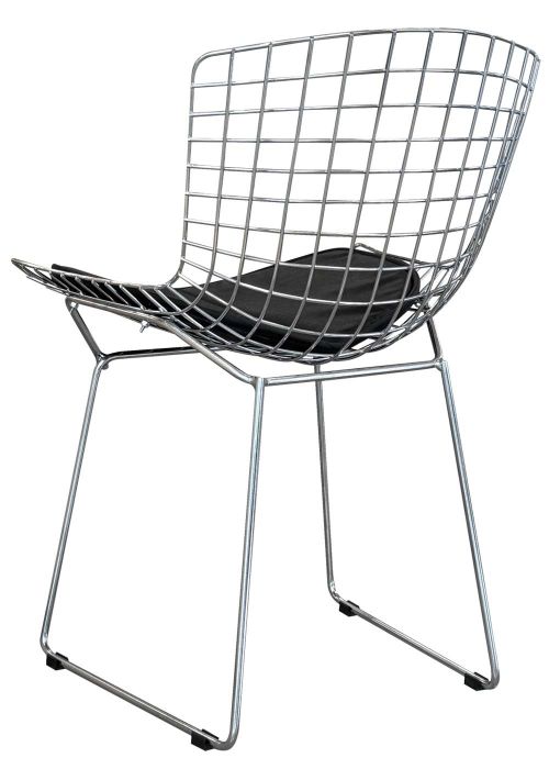 Silla Bertoia Cromada Tapizado Negro