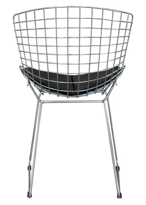Silla Bertoia Cromada Tapizado Negro