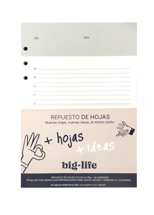REPUESTO HOJAS DIA POR PÁGINA 16x22cm