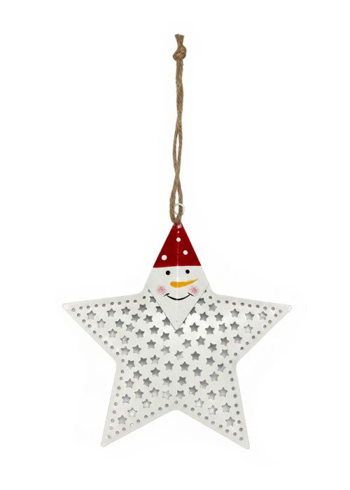 Estrella Colgante Metal Blanca 12 cm