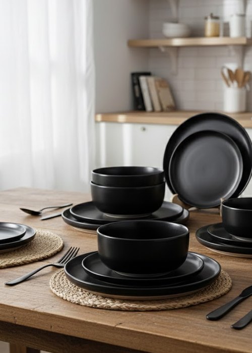 Set de Vajilla de 16  piezas negra Neutro