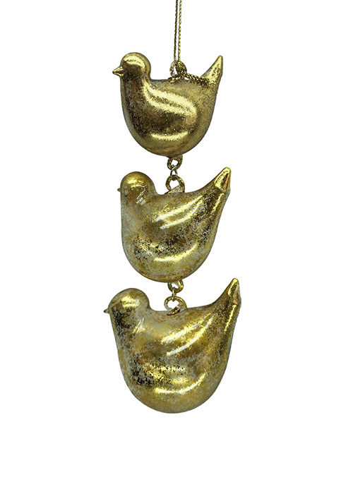 Adorno Pajaros Triple Dorado