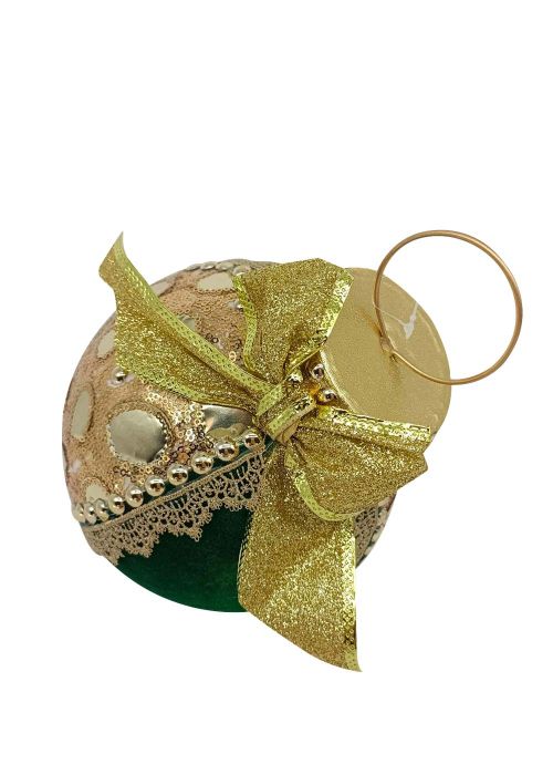 Esfera Navideña Velvet Gold Bow
