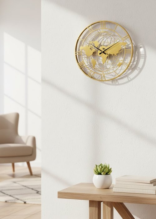 Reloj de pared Mapamundi calado 40 cm Neutro