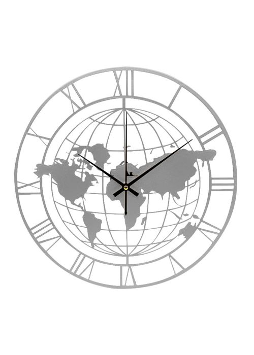 Reloj de pared Mapamundi calado 40 cm Plata