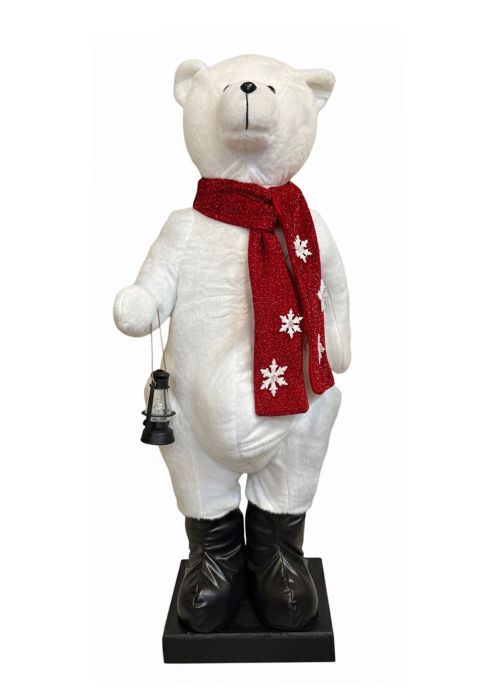 Oso Polar con Bufanda Roja 100cm Blanco