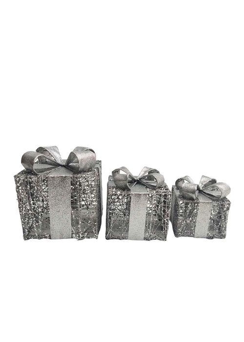 Set x3 caja de regalo plateado