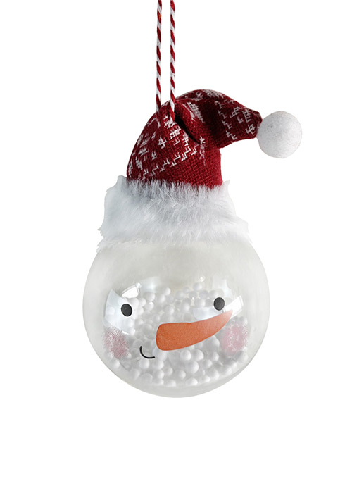 Adorno Muñeco Nieve Gorro Vidrio