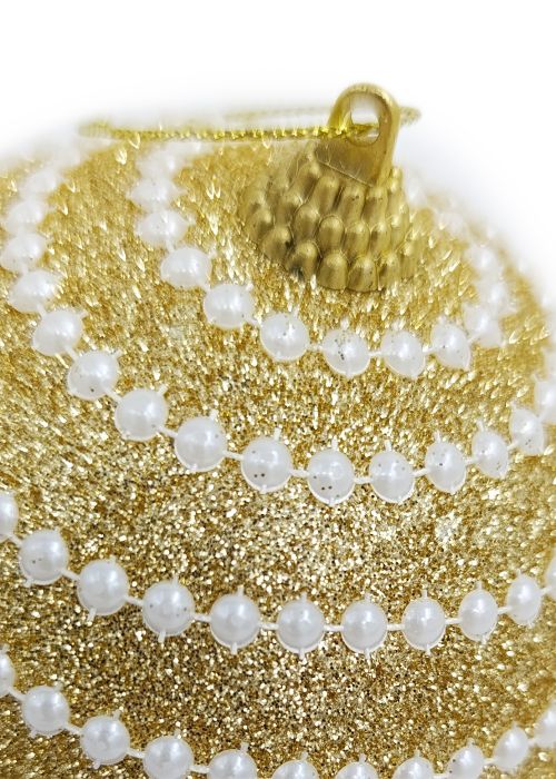 Set de 2 Esferas Navideña Dorada Circulos Dorado