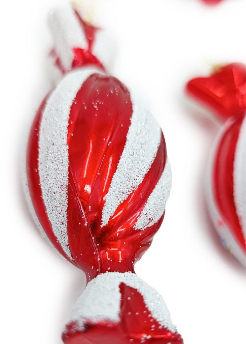 Set por 6 Caramelos con Rayas Blancas y Rojas Rojo