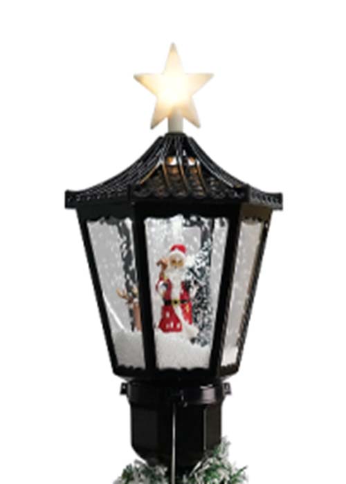 Farol navideño con estrella y nieve Negro