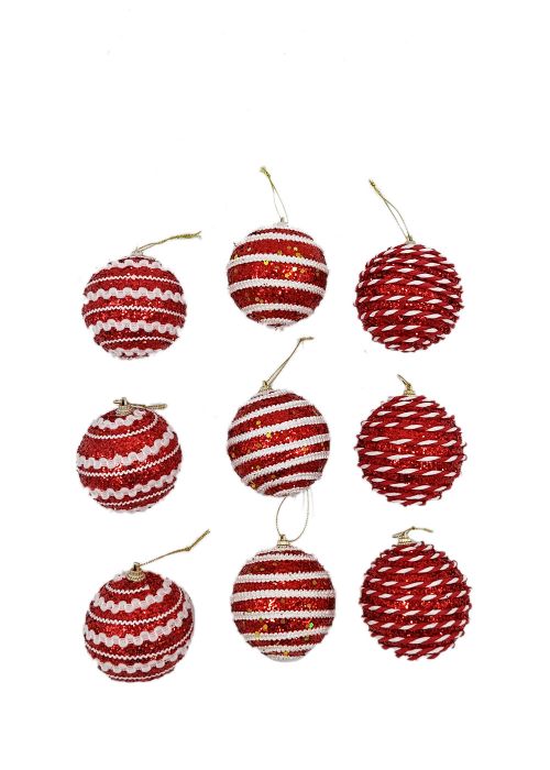 Set de 9 Esferas Rojas “Candy Mix” Rojo