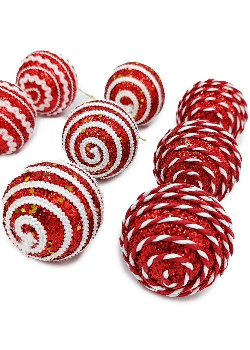 Set de 9 Esferas Rojas “Candy Mix” Rojo