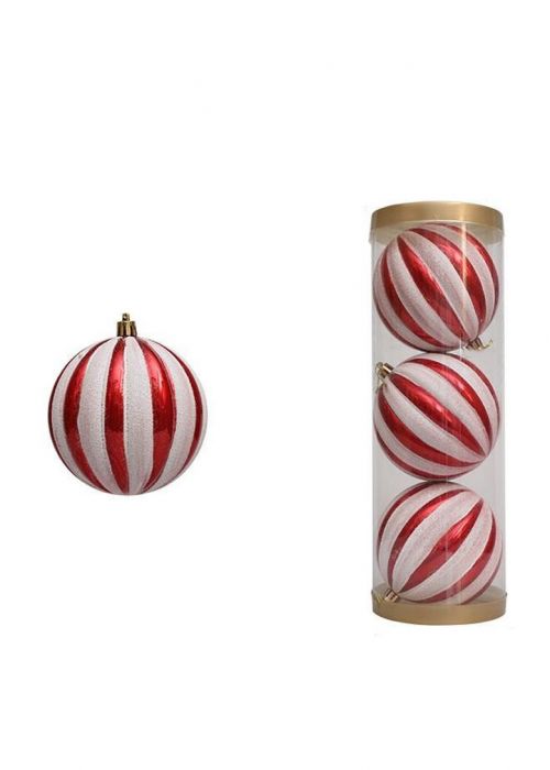 Set de 3 Esferas Rojas y Blancas 15ZDC3-D23B Rojo y Blanco