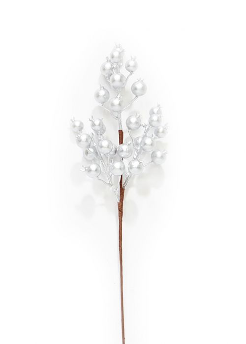 Rama Navideña con Bayas Plateadas Plata