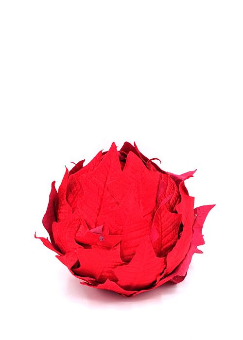 Bola De Poinsettia Roja De 11P ORN Rojo