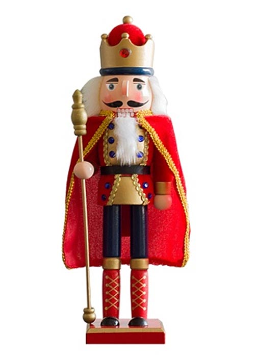 Muñeco Cascanueces Rey Capa Roja 37cm Rojo