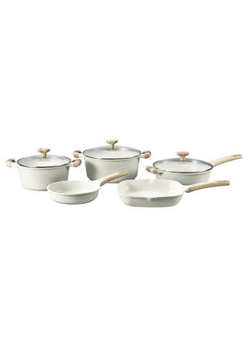 Set de bateria cocina 8 Piezas Blanco con Tapa Neutro
