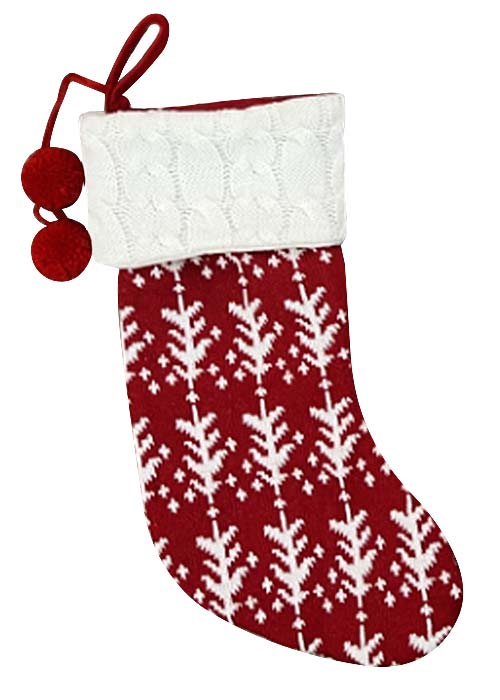 Bota navidaña con arbolito Rojo y Blanco