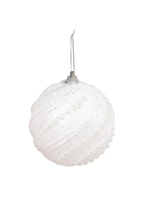 Set de 2 Esferas Perladas Invernales Blanco