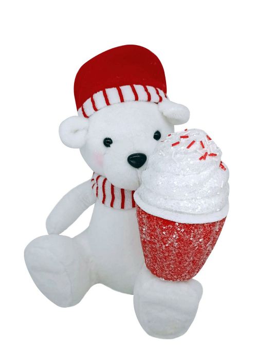Oso Polar con gorro Rojo 32cm Blanco