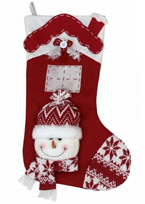 Bota Navideñas Santa & Snowman Rojo