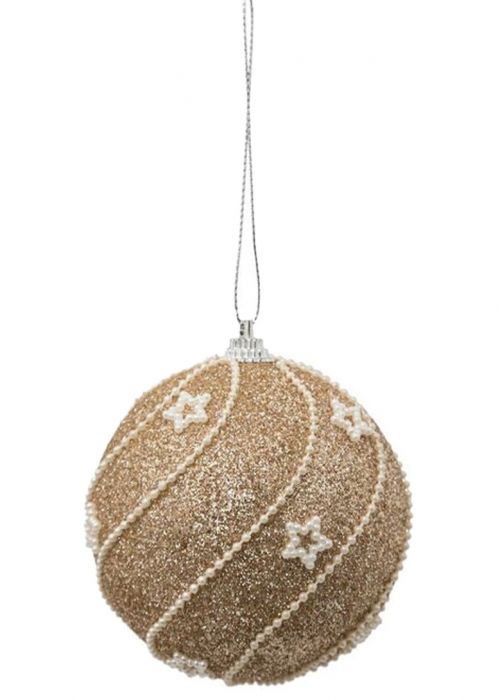 Set de 2 Esferas Navideñas Doradas con Estrellas Dorado