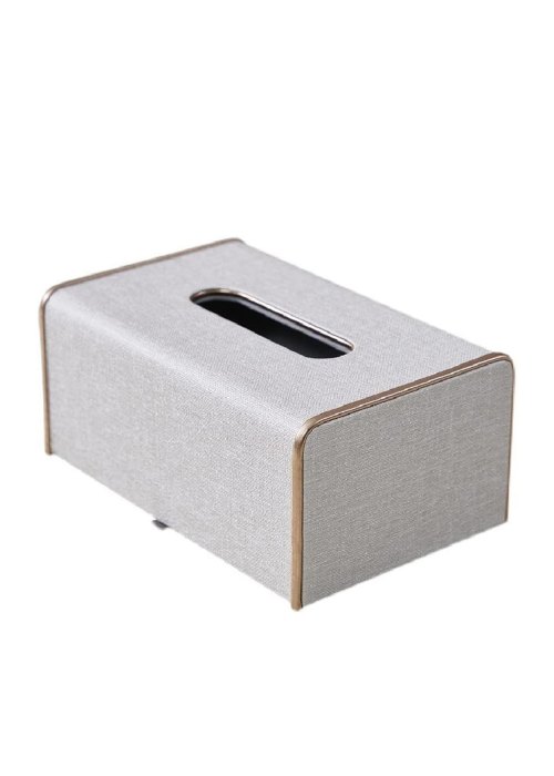 Caja porta pañuelos con detalles dorados y costura