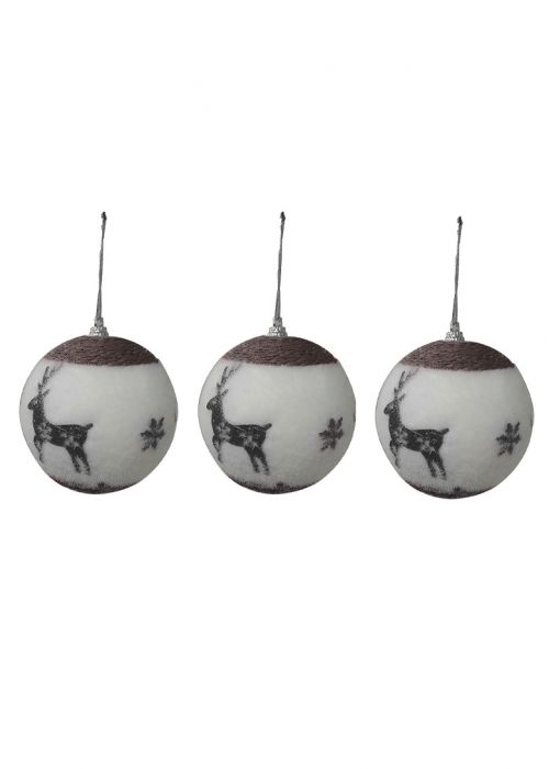 Set de 3 Esferas Navideñas Terciopelo Gris Gris