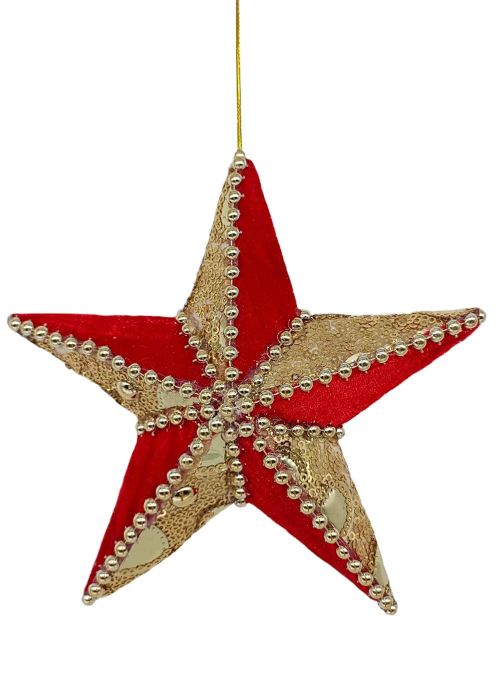 Estrella Colgante Rojo & Dorado 29cm
