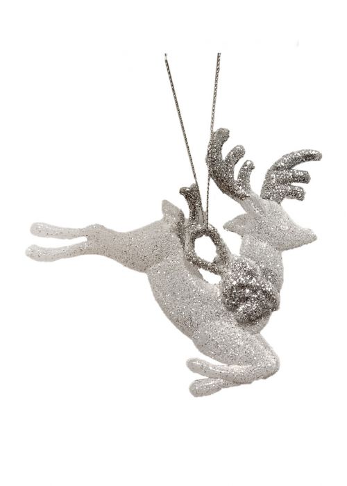 Reno saltando plateado con glitter Blanco