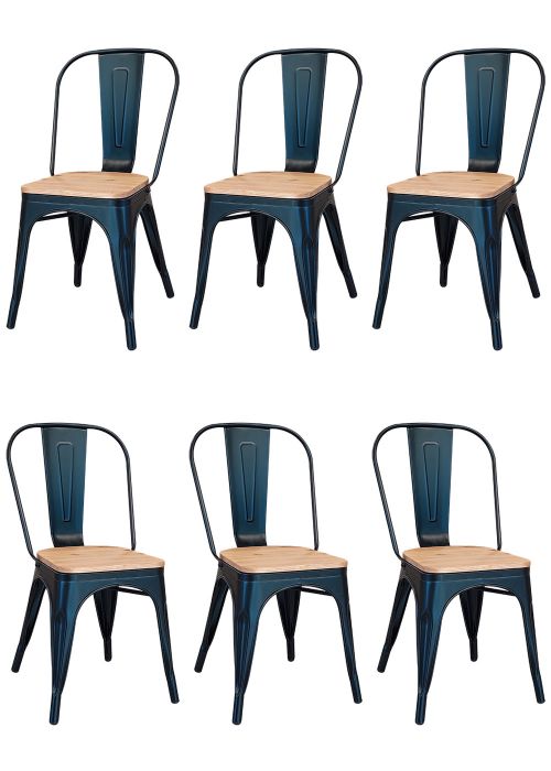 Set Silla Tolix Negra Madera x6